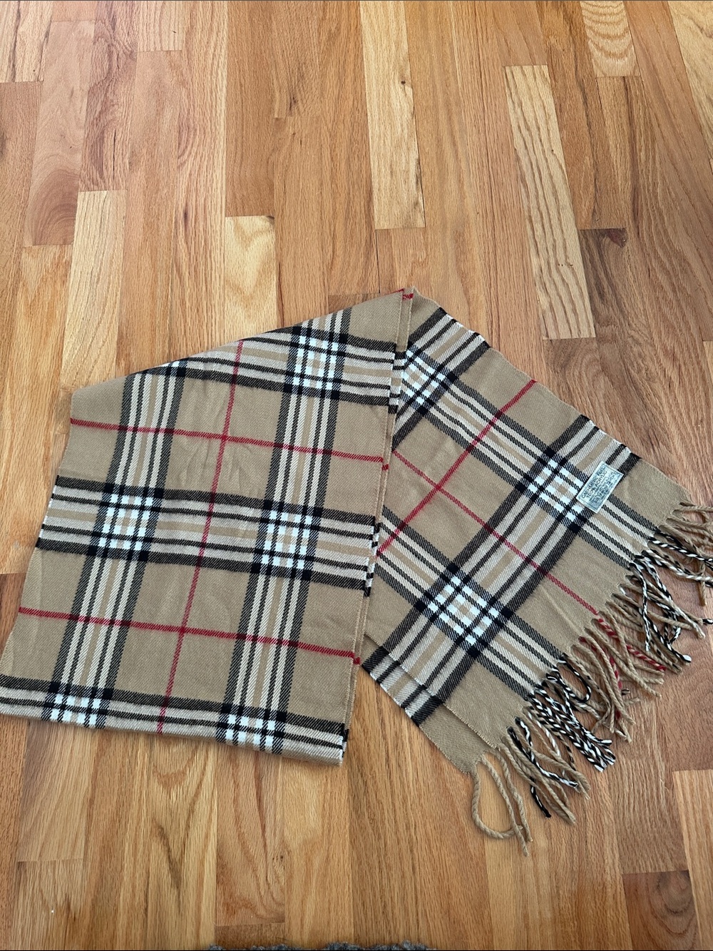Beige Plaid Fringe Scarf - Classic Check Wrap